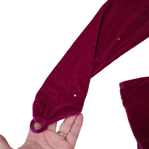 Ice Fairy Women's Figure Skating Dress M Velvet Mesh Red Beige Rhinestone Accent - Picture 7 of 11